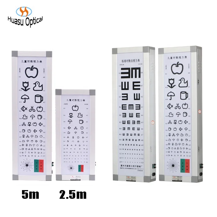 China ophthalmic vision snellen eye chart visual acuity charts LED lamp 5m