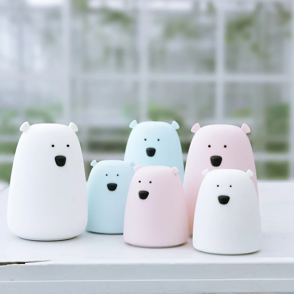 Cartoon Lauco Cute Bear,Silicone Multicolor USB Rechargeable Soft Nursery  Night Light for Baby Kids Toddler Boys Girls