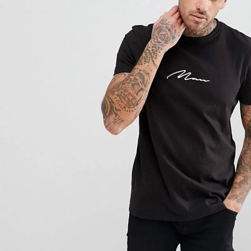 Wholesale New Design Short Sleeve Plain tshirt Custom Logo Printed Black t-shirts for men 100% cotton
