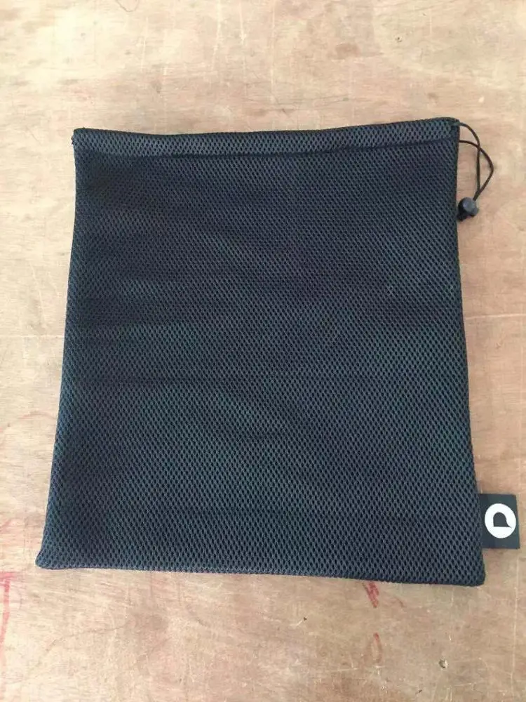 Durable black small nylon mesh gift bag/small drawstring mesh bag