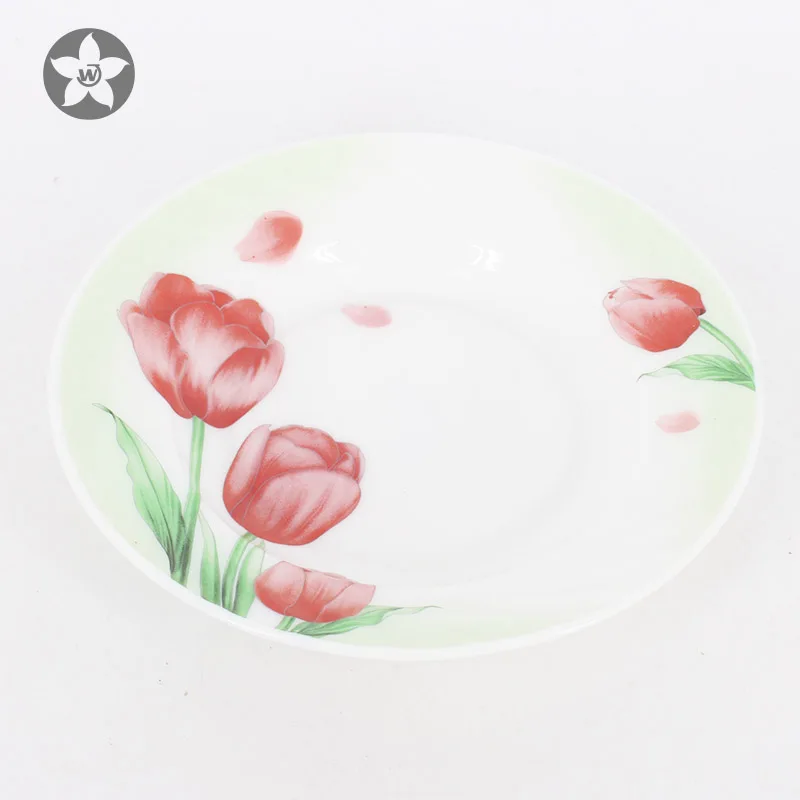 Heat resistant opal glassware opal glass dinnerware soup plate with decor