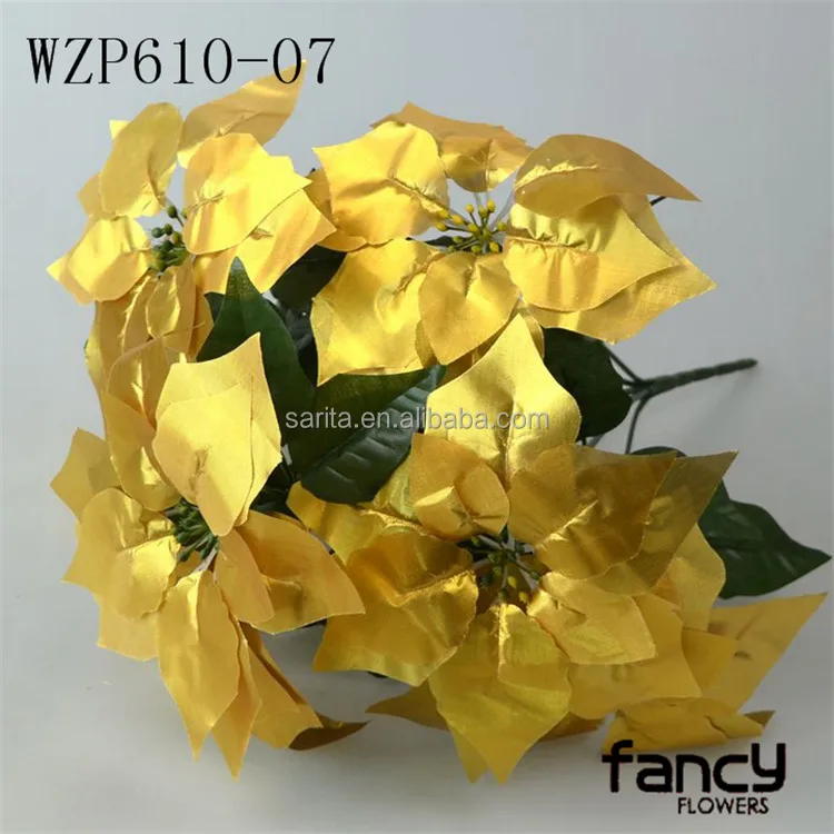factory wholesale single stem christmas artificial poinsettia flower
