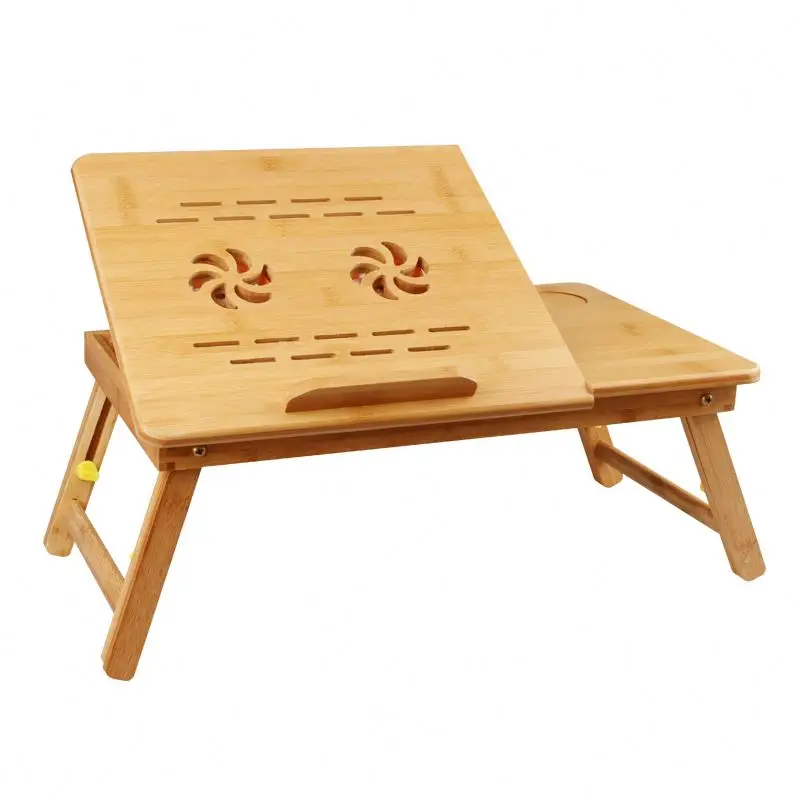 
Factory direct sale simple design multifunctional portable folding bamboo wooden laptop bed table 