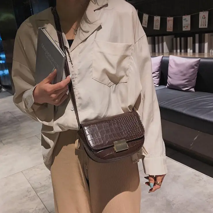 New Crocodile Sling Shoulder Bag Summer Lock Small Alligator Women Handbags PU Leather Crossbody Bag Fashion Sling bag