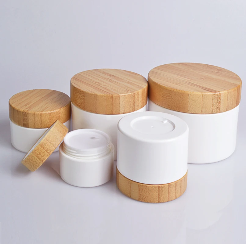 30g 50g 100g 150g 250g eco friendly plastic cosmetic jar with bamboo lid