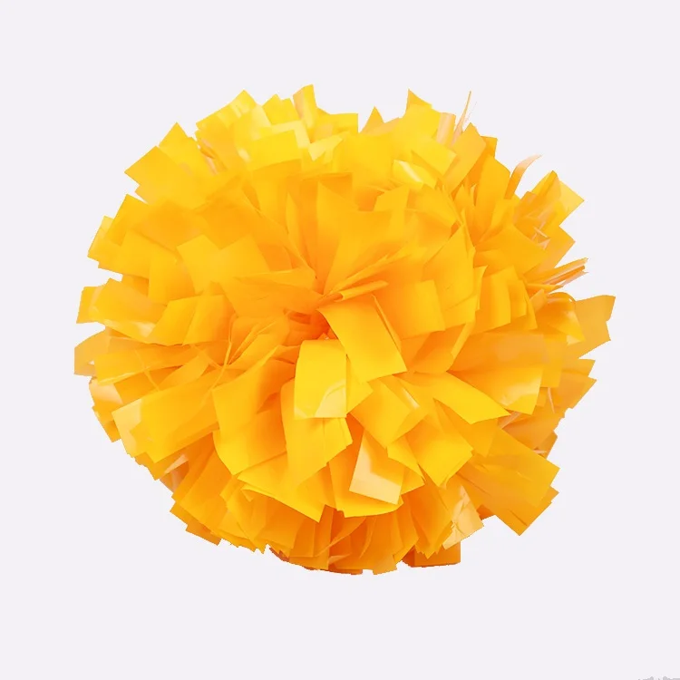 6  inch  wet look plastic yellow single handle cheerleading pom poms