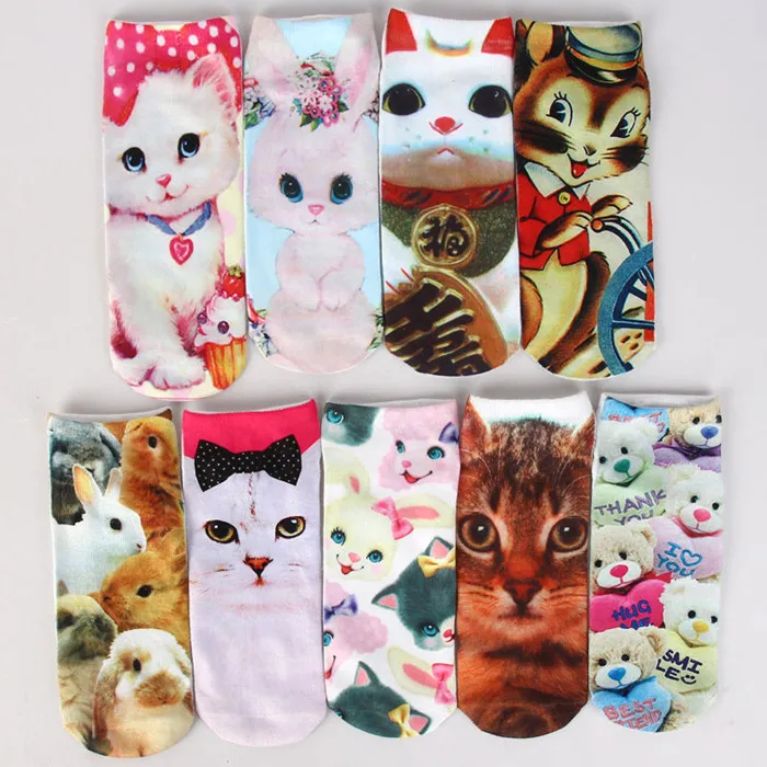 NOVELTY ANIMAL Womens Ankle Sublimation Socks No Show, Novelty Print No Show Socks, Fashion Low Cut No Show Sublimation Socks