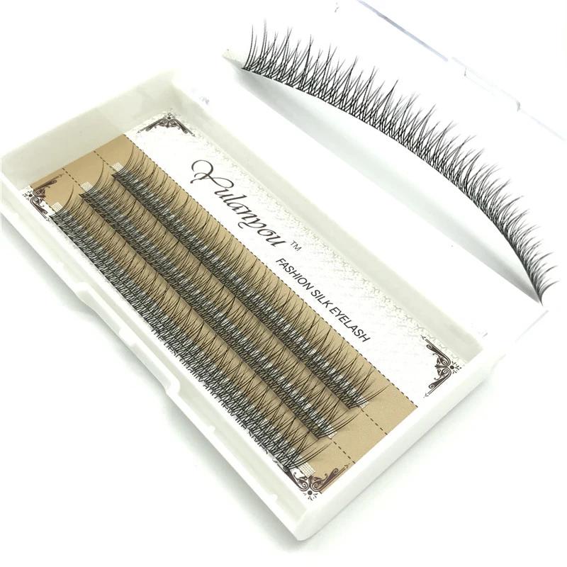 
OEM/ODM Wholesale quick shipping cluster lashes 10d 12d 20d knot free Premade flare Eyelashes extension Fans 