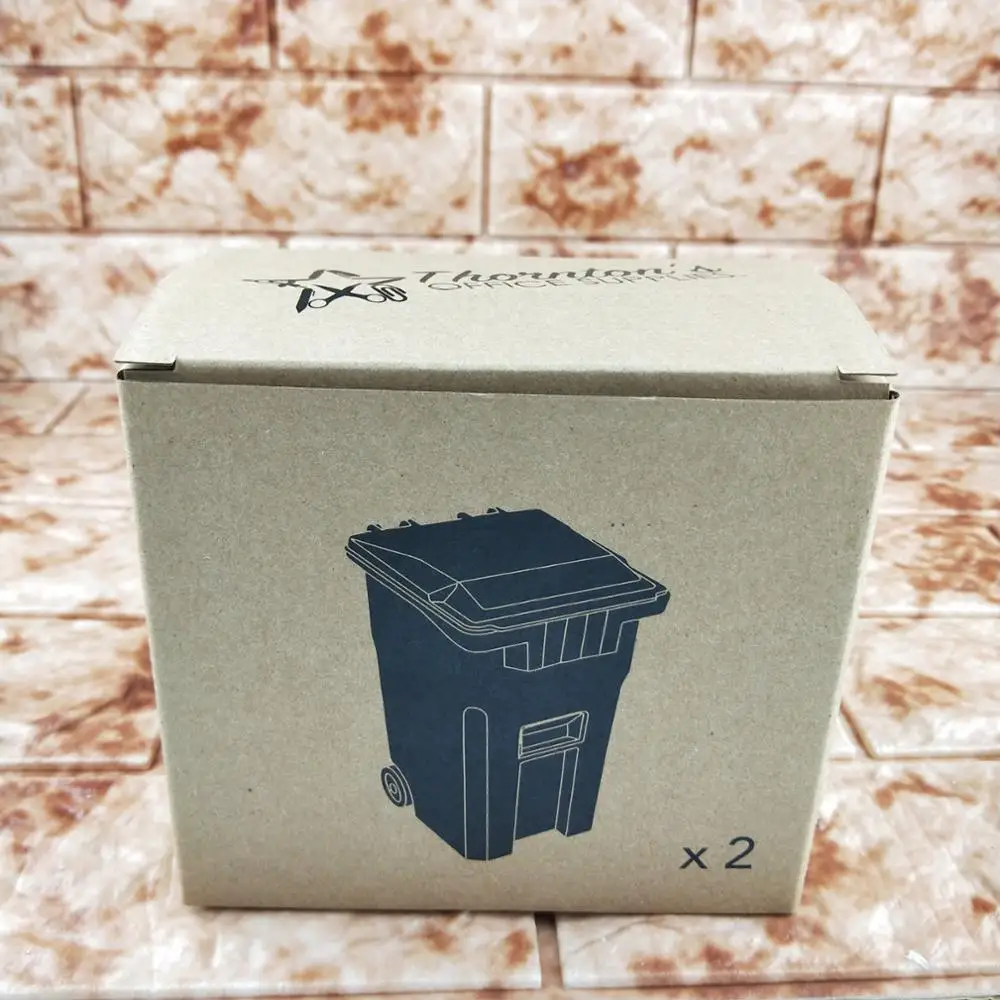 Mini Trash and Recycle Can Wheelie bin Pencil Cup Holder