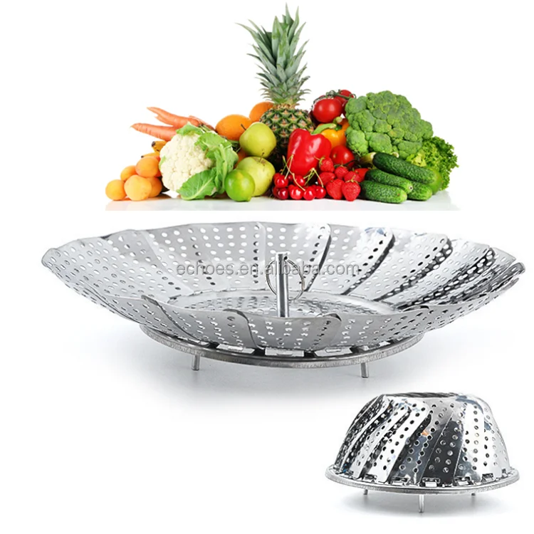
9 inches stainless steel folding vegetable food dumpling steamer 