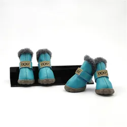 PU Leather Nonslip Pet Booties Winter Snow Dog Shoes Wholesale for Teacup Chihuahua Yorkie