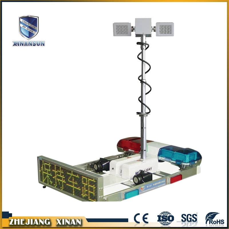 Convenient white telescopic truck hydraulic mast light tower