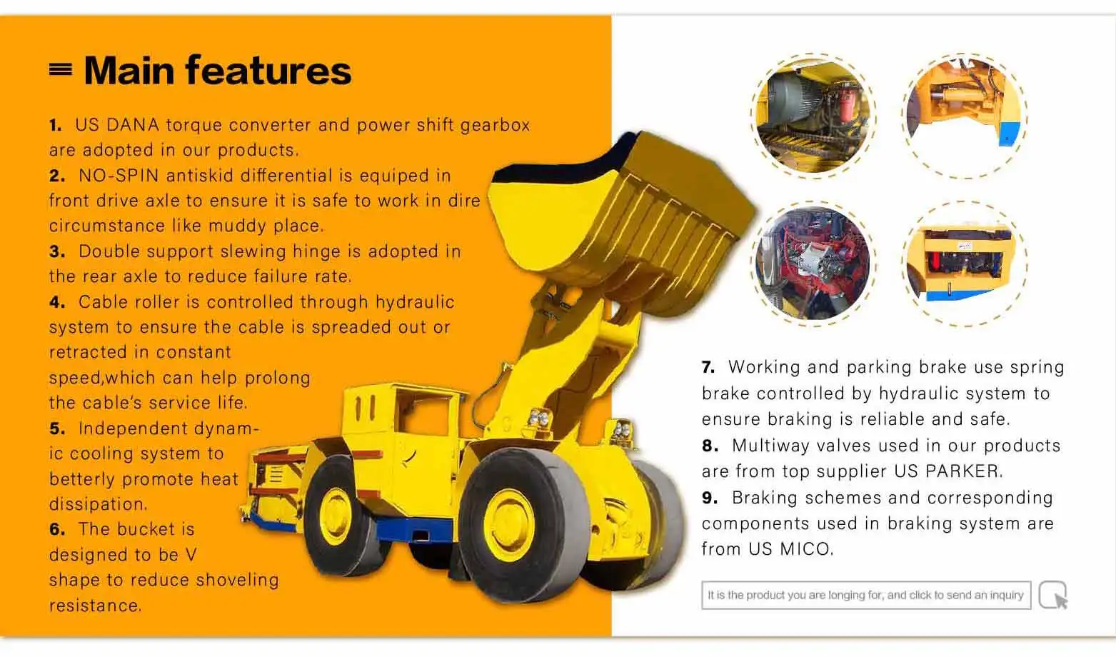 diesel side-dump Underground mine Loader FWD mining