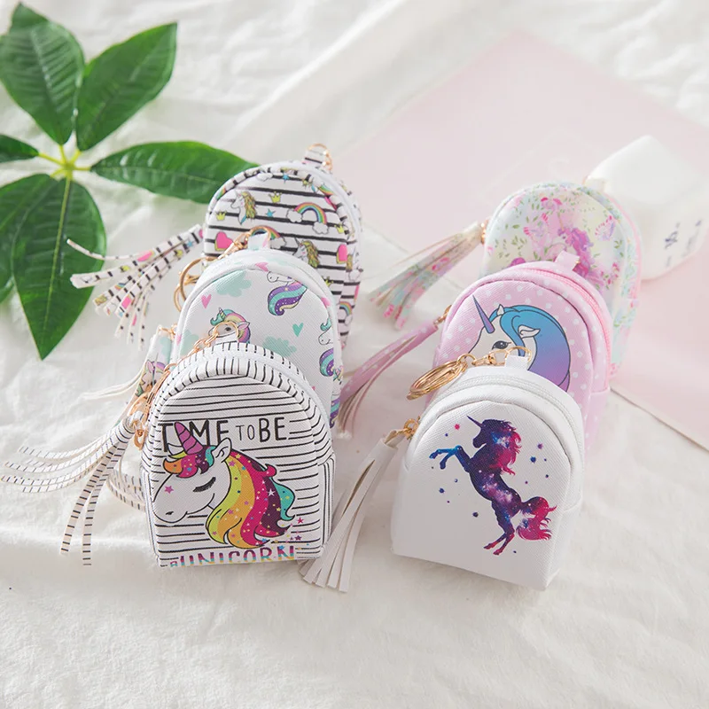 Zipper Leather Money Wallet Hologram Girls Change Unicorn Coin Purse Wallet Horse  Children Credit Card Holder Money Pouch Bag