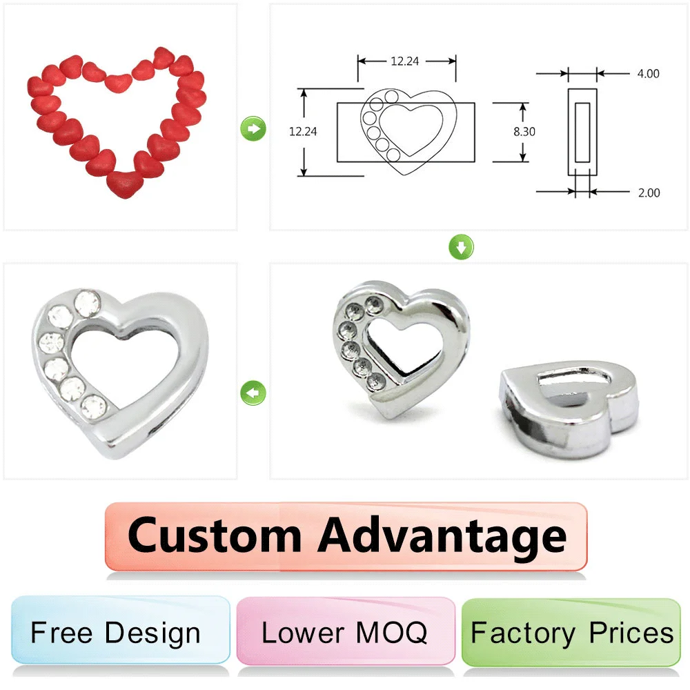 Wholesale Alloy 8mm slider charms For 8mm DIY Charm Jewelry Making