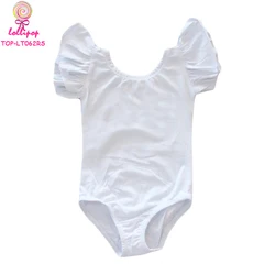 Pink Cotton Kids Baby Bow Back Leotards Elastic Scoop Neck Ballet Dance Wear Baby Girls Flutter Sleeve Bow Back Leotard