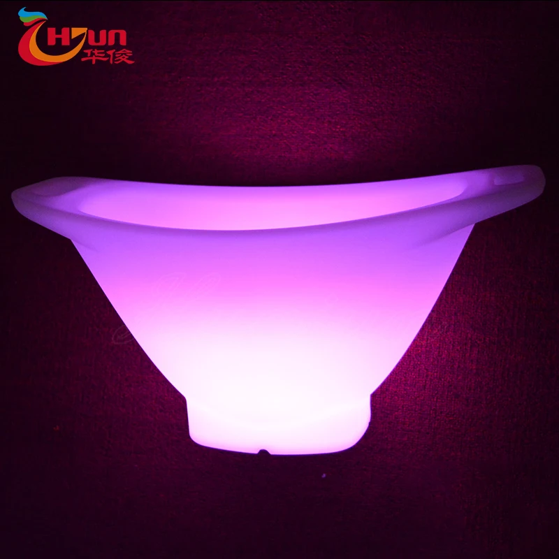 Modern plastic boat shape large led illuminated ice bucket for party