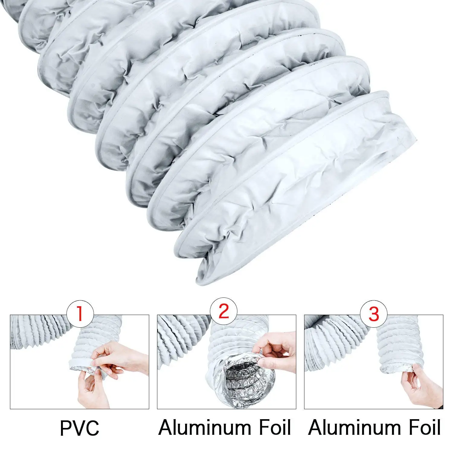 
MAXLUCK Duct Silencer Flexible Ducting Hose Noise Reducer Hose Silencer for In line Duct Fan (4Inch, White) 