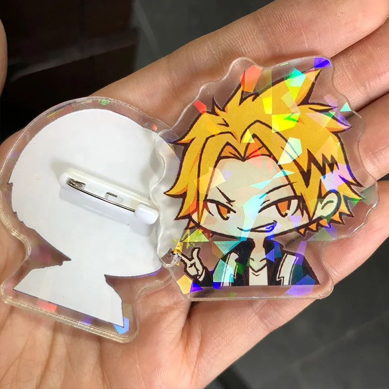 
Custom Shaped characters keychain anime acrylic charms with glitter epoxy or hologram 