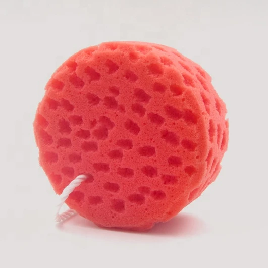 Round shaped PU bath sponge shower sponge for all family water absorb PU synthetic sea sponge body exfoliating dead skin cleanse