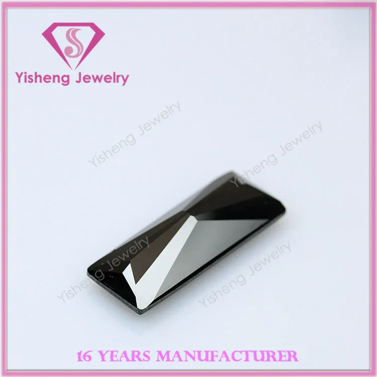 Rectangle Loose Sharp Bottom Faceted Cut Synthetic CZ Black Tourmaline Stone Price