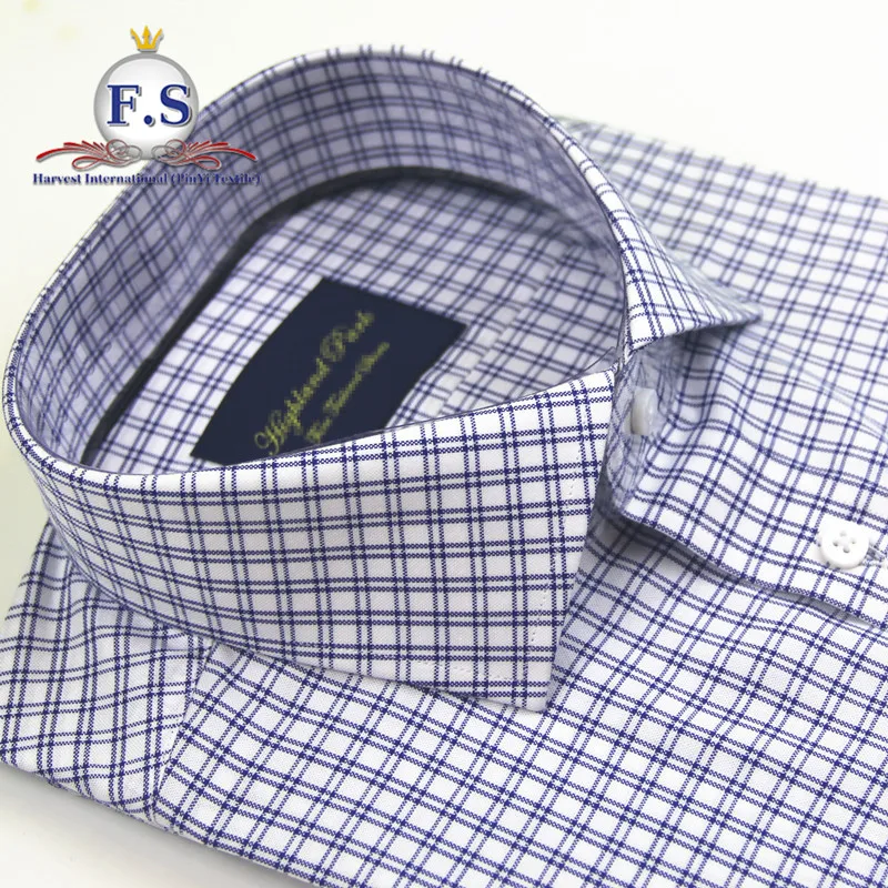 
dark blue plaid oxford high end bespoke mens dress shirts 