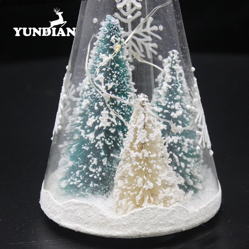 Battery operated table decorative led christmas pyramid glass tree with angel on top for holiday gift