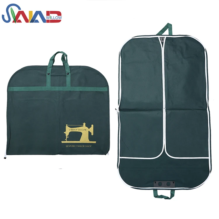 High Quality Hanging Nylon Cotton Non-Woven Foldable Suit Cover Clothes Garment Bag