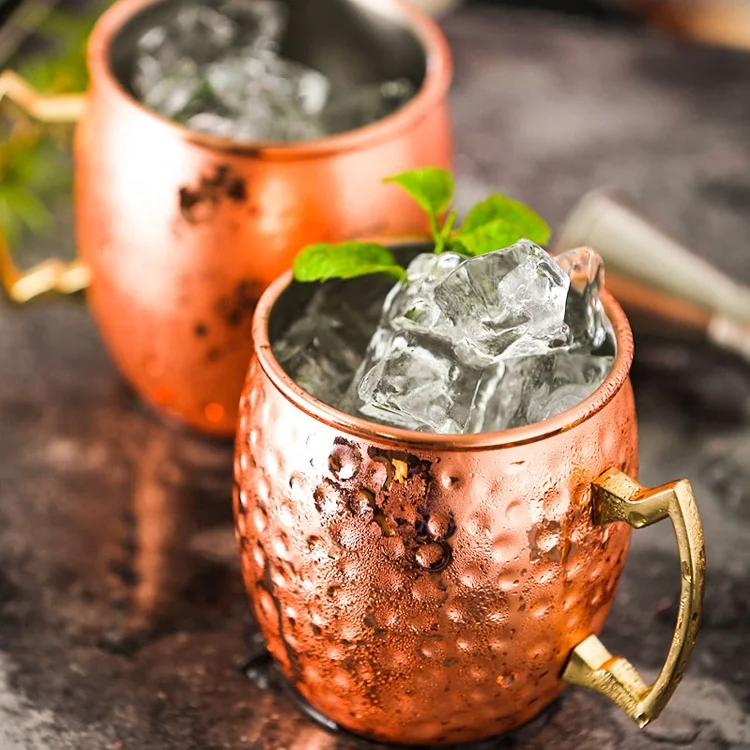 
Shiny stainless steel hammered Russian standard solid copper mugs wholesale moscow mule mugs 