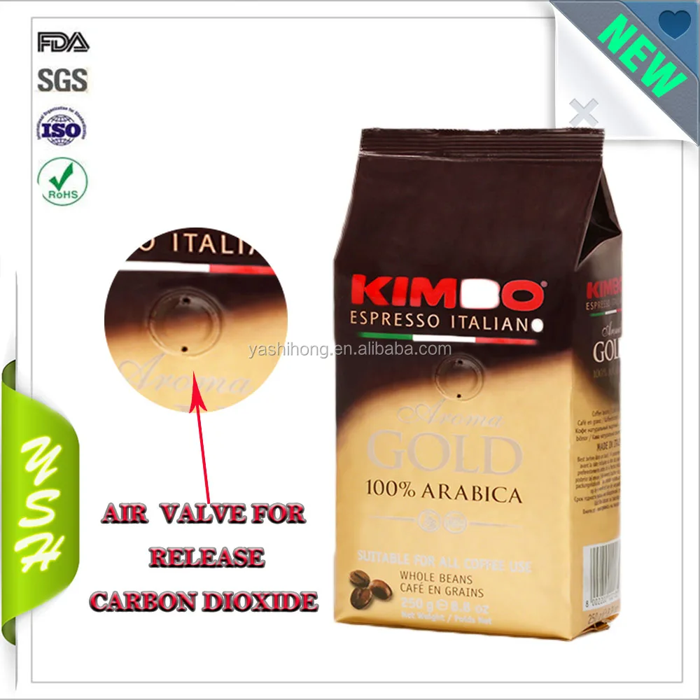 Custom print matt square bottom Aluminum foil coffee beans packaging bag with valve