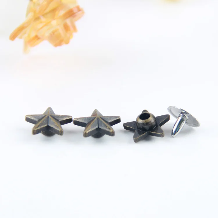 Factory custom pentagram star shape rivet button aluminum black rivets for clothing