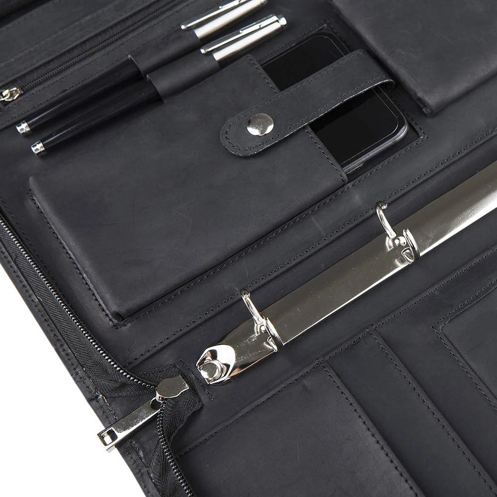 
Black Business Customized Portfolio PU Leather Ring Binder File A4 