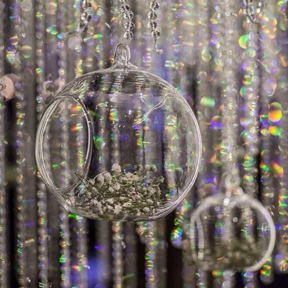 crystal hanging wedding glass ball candle holder for wedding centerpiece