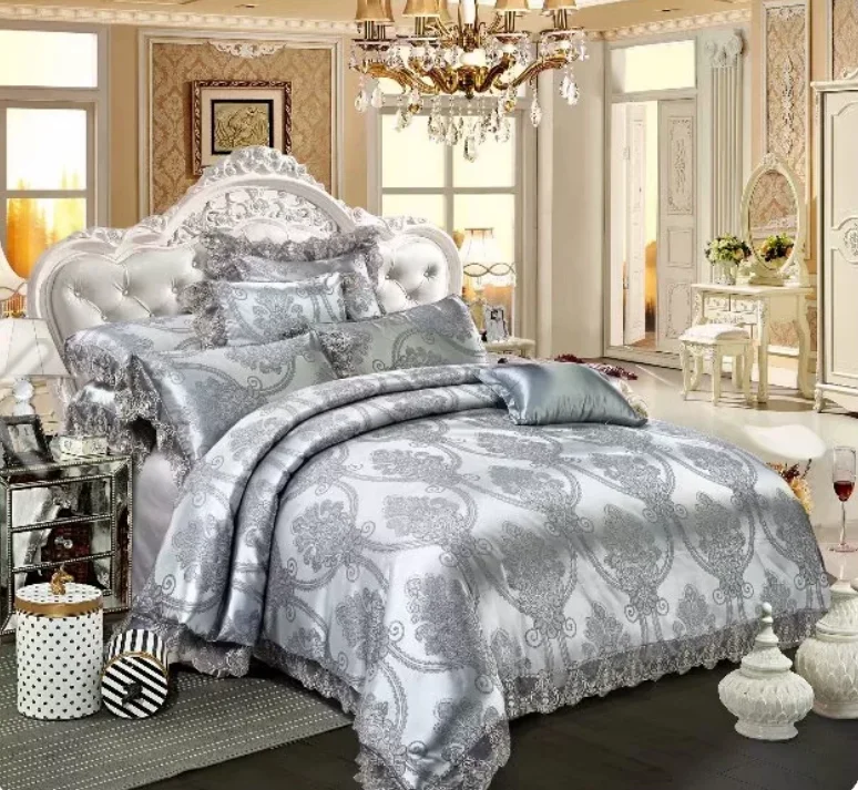 Laces Comforter Set, Home Textile Luxury Cotton&Viscose Jacquard Bedding for Bedroom, Duvet Cover bed sheet
