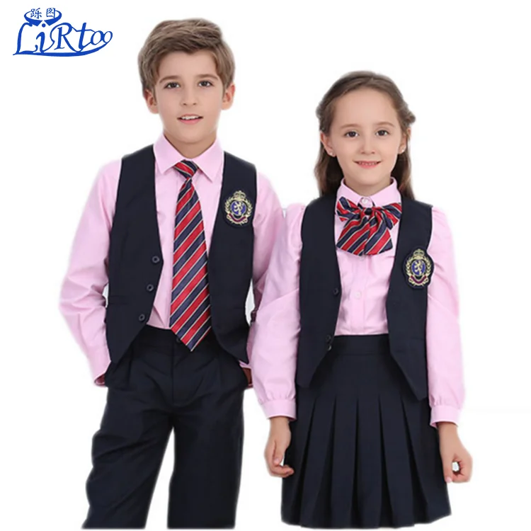 Custom Blue Pink Primary School Uniforms Comfortable School Suit With Best Materials for boys and girls