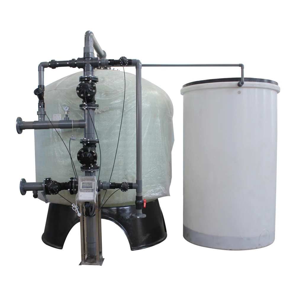 Drinking water plant 50m3/hr water softener system with pneumatic diaphragm valves and  FRP tank