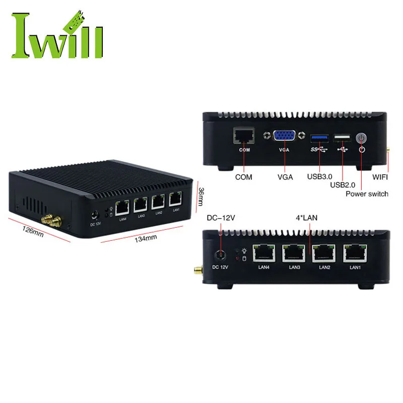 Atom E3845 support AES-NI fanless VPN Router 4*1000M LAN firewall pc pfsense