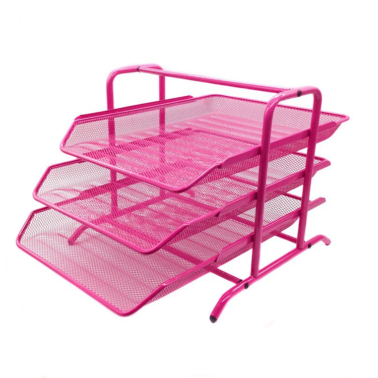 
Colorful fancy design 3 tier office supplies metal wire office box file racks 