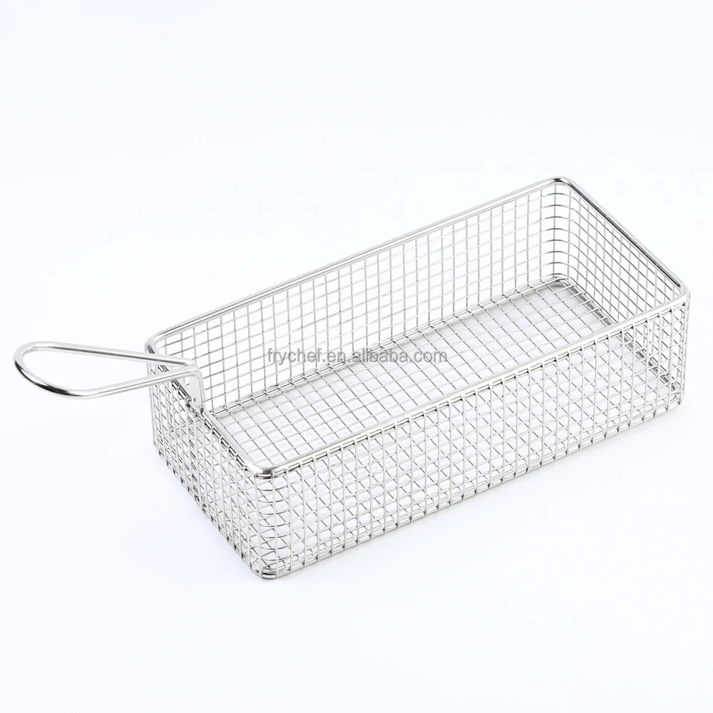 Square Mini French Fry Basket Coarse Mesh Chip Serving Tray Basket Presenting Fried Fish and Bread Snack and More