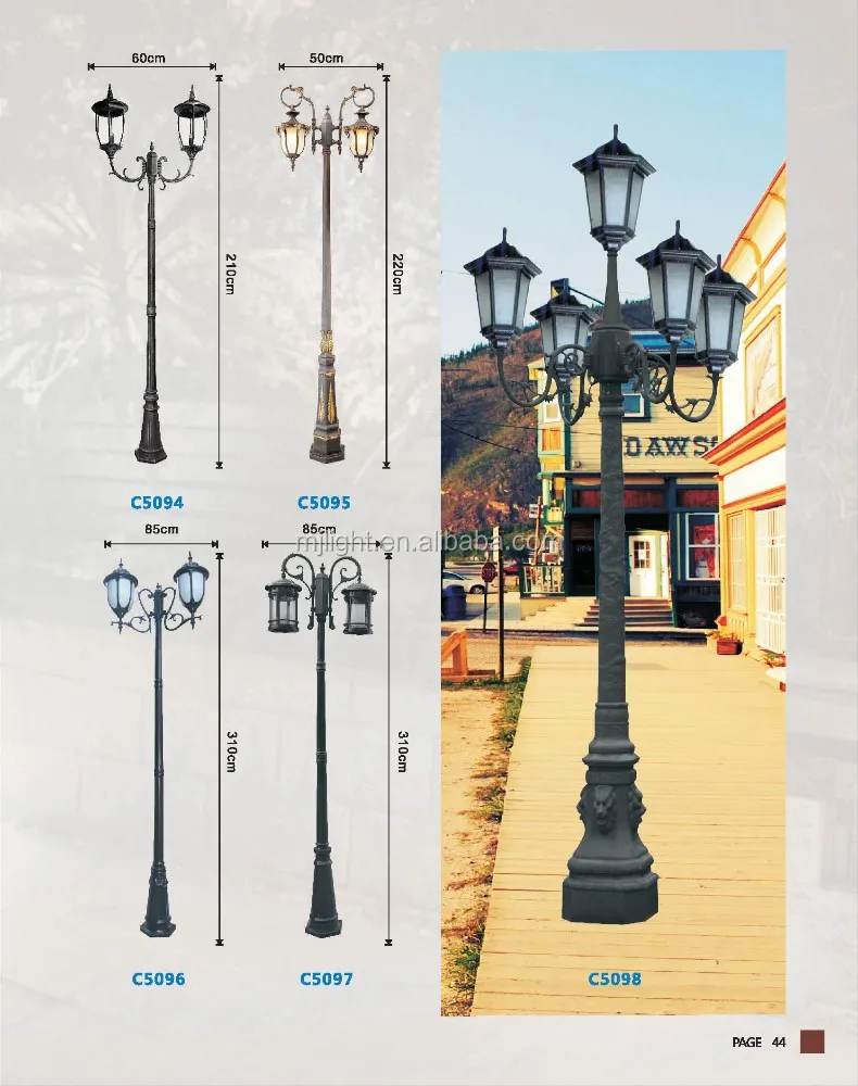 Factory price outdoor decorative antique cast iron led lamp pole 12v 30w garden light