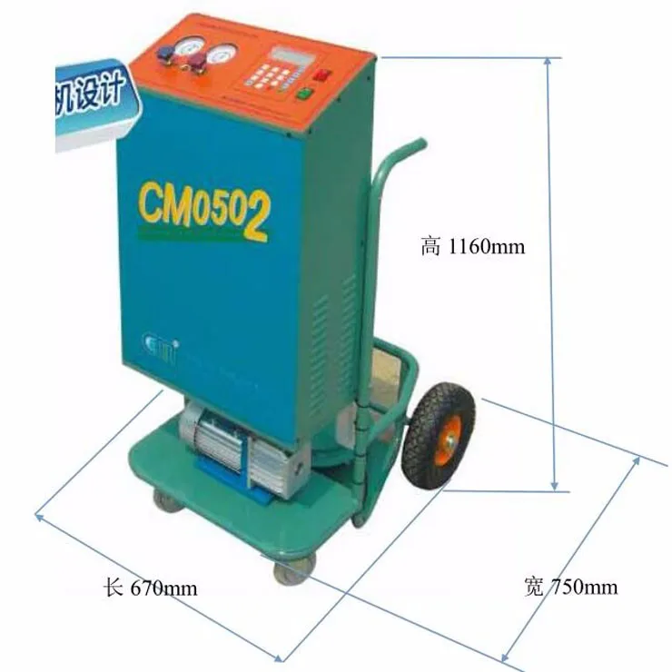 
large wheels trolley design R407C refrigerant gas Recovery Charging for air conditioner used 