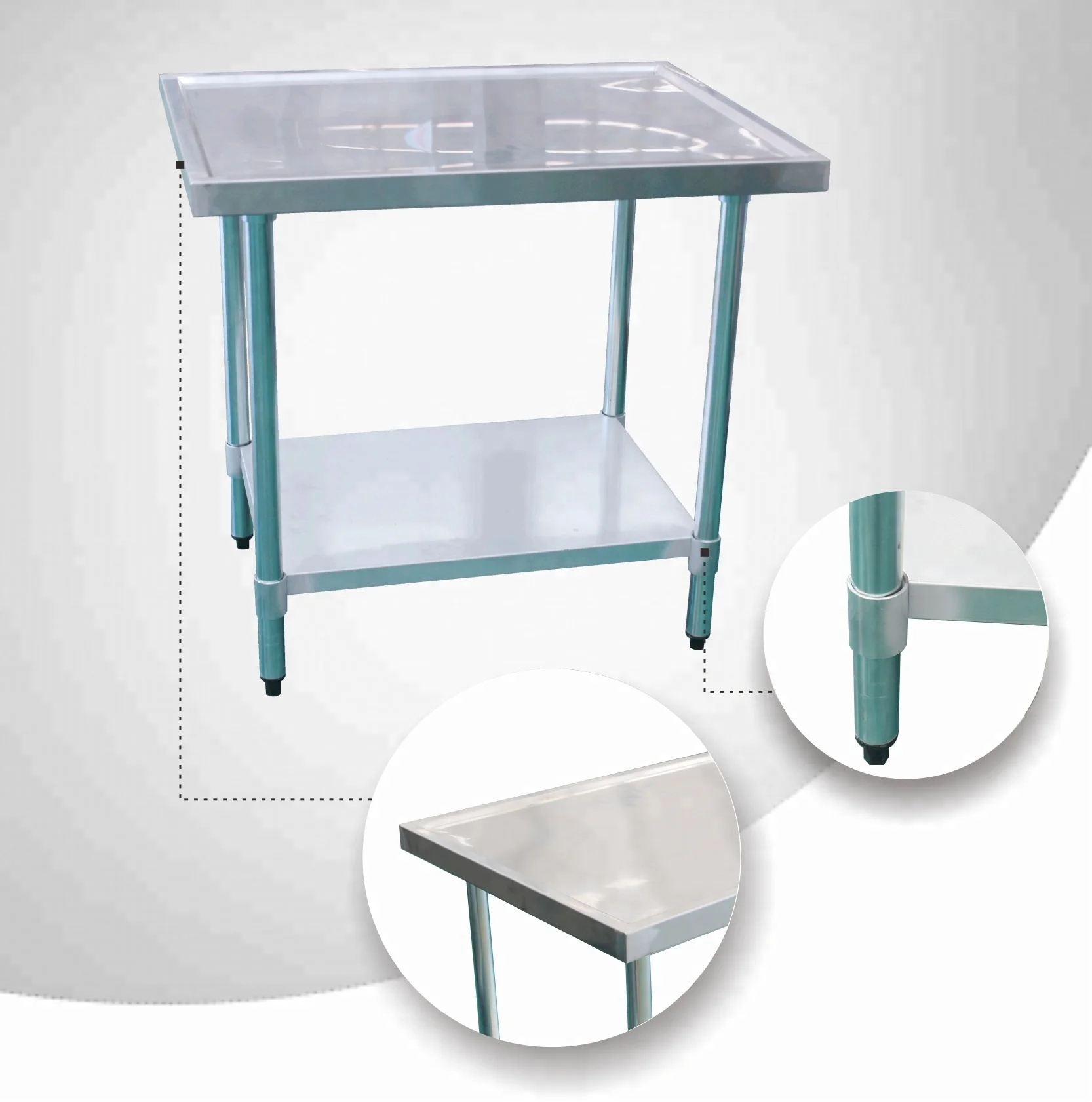 China factory wholesale height adjustable knocked-down kitchen stainless steelworktablewith 2 layers LDSTSD150