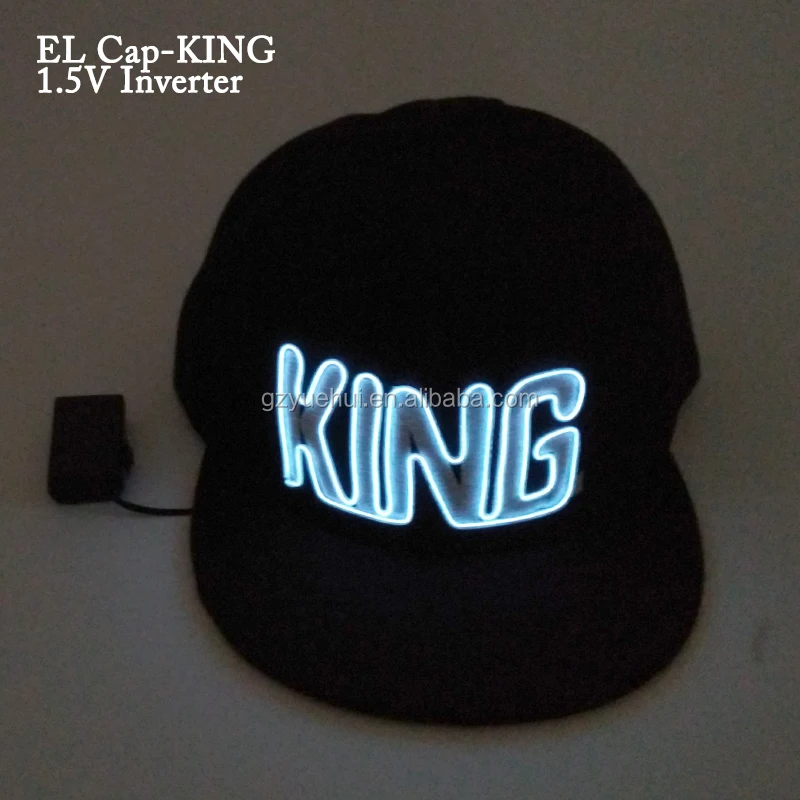 Pay Attention!Street Boys Dancer Favor Led Bulbs Stage Lamp Attractive King-Word Logo Cap Neon EL Wire Fantastic Hat
