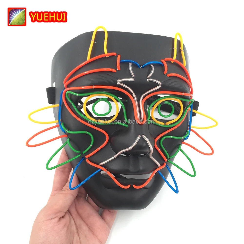 Neon Glow Light Heart Owl Colorful Mask Movie Theme Mask Led Strip Sawtooth Ghost Costume Glow In Dark Party Supplies Valentines