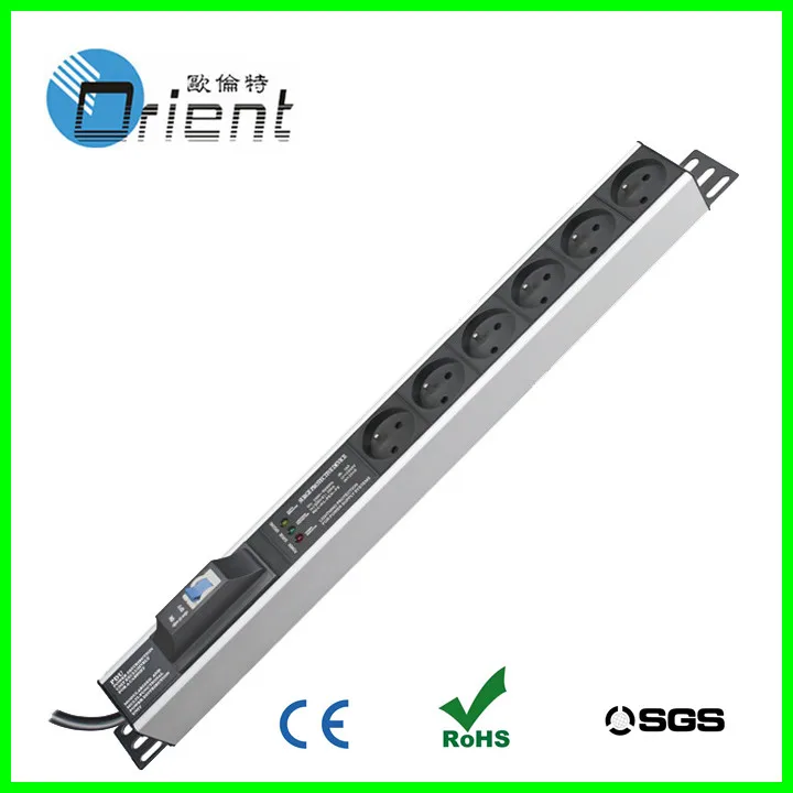 французский pdu гнездо 6 розетки с выключателем и перенапряжений устройства