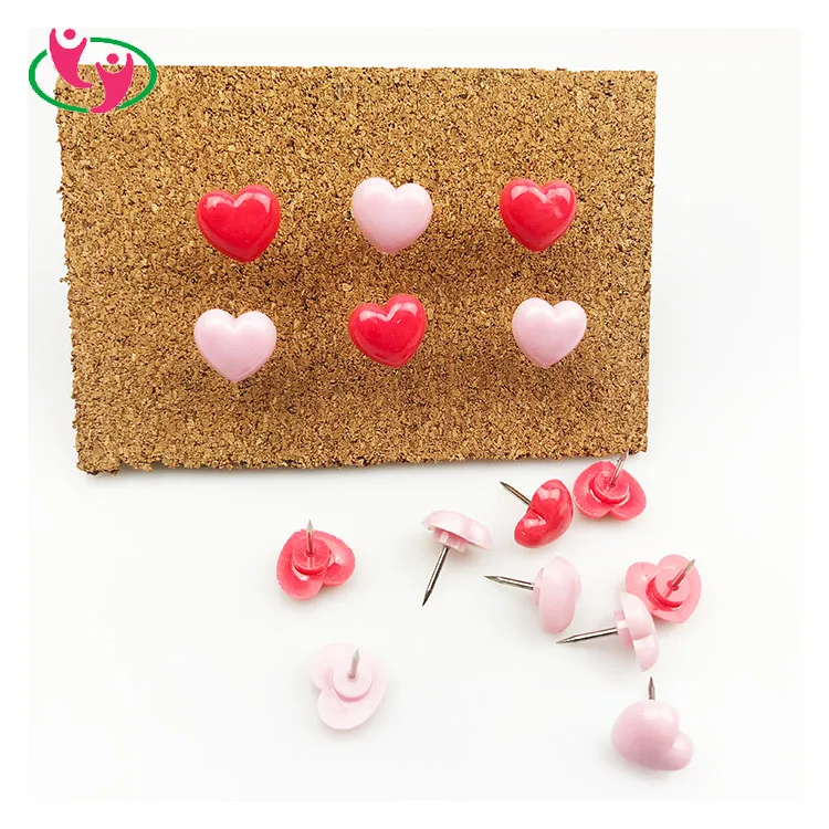 Рекламная, сделанная на заказ, красная, розовая, в форме сердца, пластиковая карта, нажимная булавка для офиса и школы