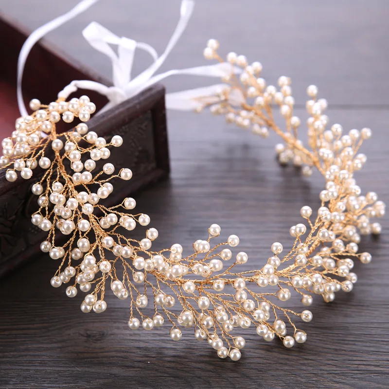 HSS6103 pear gold color hair accessories women bridal jewelry bridal hair headband