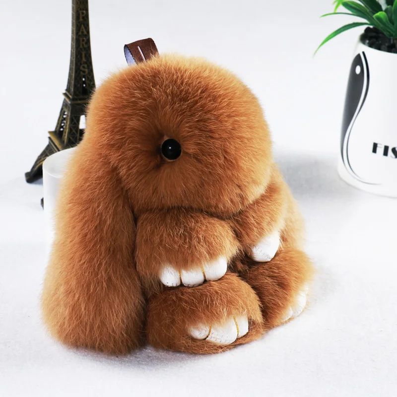 
Cute Plush Bunny Faux Fur Rabbit Keychain For Bag Handbag Key Ring Car 
