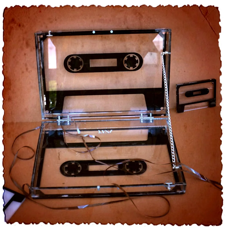 Unique Design retro tape cassette Mini Acrylic box ladies clutch purse and handbags for women