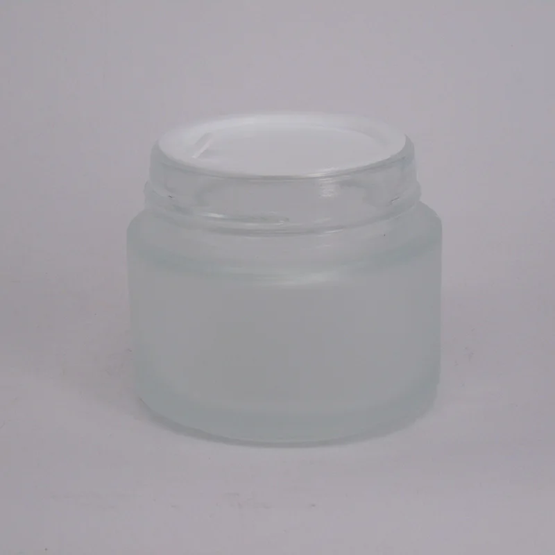 High quality hot selling products clear frosted glass cream jars 30ml/30g cosmetic packaging with matt silver lid